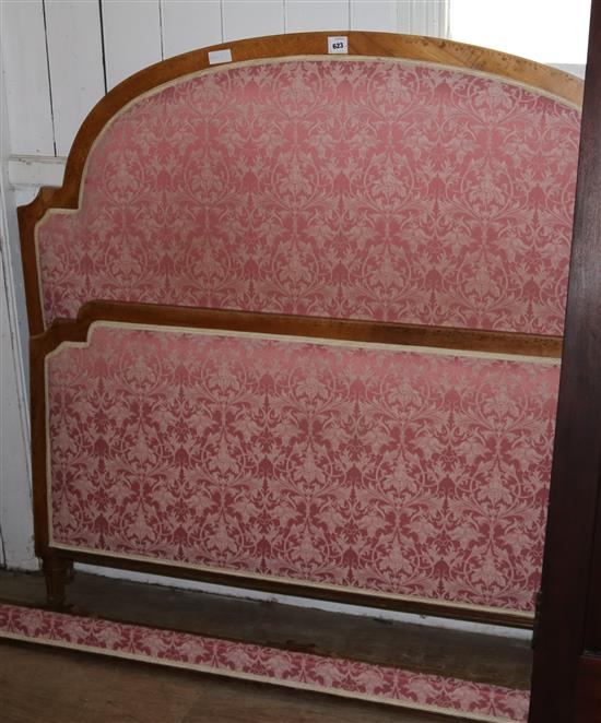 19C French beech framed head and foot double bedstead(-)